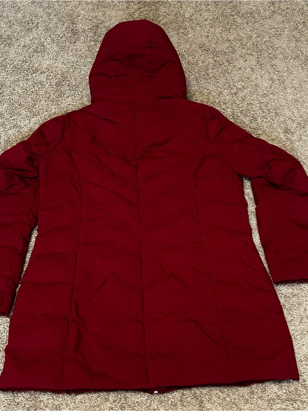Ralph Lauren Women's Hooded Quilted Puffer Coat - Burgundy womens large style
